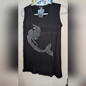 Shiny Tank Top With Metallic Stud Bling Assorted Designs Black NIP Size Medium